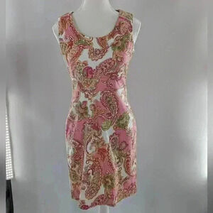 Jones New York Signature Pink Paisley Print Sleeveless Dress Sz 2P